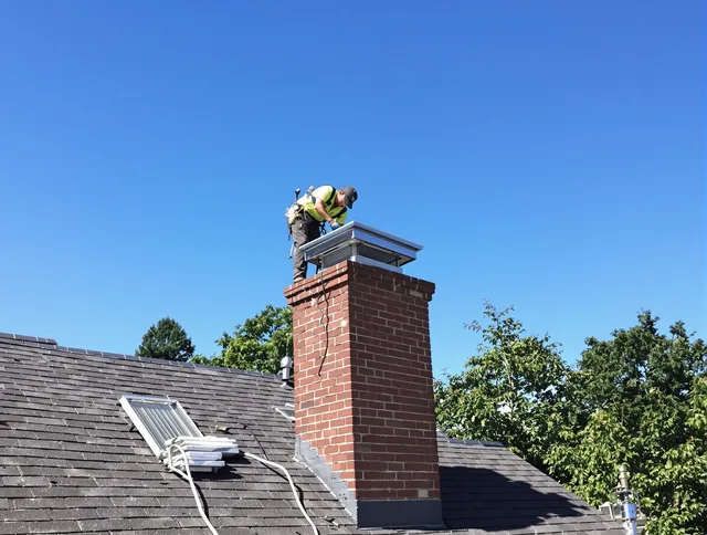 Lawndale Chimney Sweep technician measuring a chimney cap in Lawndale, CA