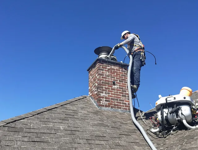 Dedicated Lawndale Chimney Sweep team member cleaning a chimney in Lawndale, CA