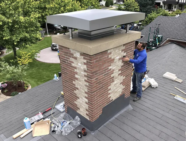 Lawndale Chimney Sweep team working on a custom chimney remodel in Lawndale, CA